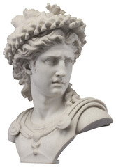 Obraz premium Greek bust of a handsome young man on a transparent background, with a grainy texture, vintage illustration