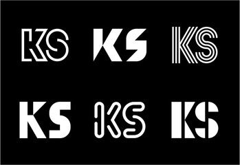 Set of letter KS logos. Abstract logos collection with letters. Geometrical abstract logos