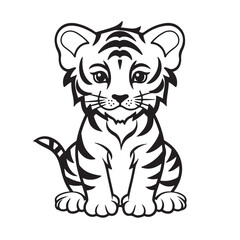 Black and white tiger drawings on a white background
