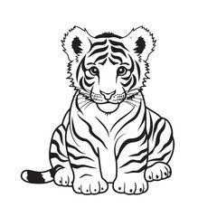 Black and white tiger drawings on a white background