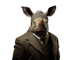 A rhinoceros looking similar human