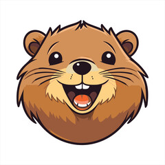 Beaver Cute Funny Cartoon Kawaii Clipart Colorful Watercolor Animal Pet Sticker Illustration