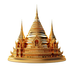 3D gold stupa of Buddhist isolate on white background - obrazy, fototapety, plakaty
