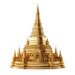 3D gold stupa of Buddhist isolate on white background - obrazy, fototapety, plakaty