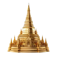 Foto op Canvas 3D gold stupa of Buddhist isolate on white background © Phimchanok