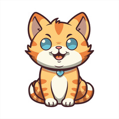 Cat Cute Funny Cartoon Kawaii Clipart Colorful Watercolor Animal Pet Sticker Illustration