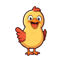 Chicken Cute Funny Cartoon Kawaii Clipart Colorful Watercolor Animal Pet Sticker Illustration