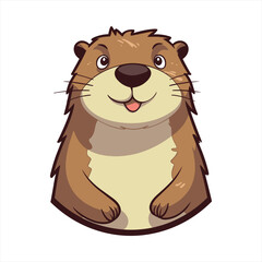 Groundhog Cute Funny Cartoon Kawaii Clipart Colorful Watercolor Animal Pet Sticker Illustration