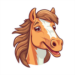 Horse Cute Funny Cartoon Kawaii Clipart Colorful Watercolor Animal Pet Sticker Illustration