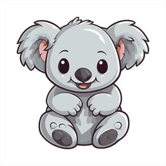 Koala Cute Funny Cartoon Kawaii Clipart Colorful Watercolor Animal Pet Sticker Illustration