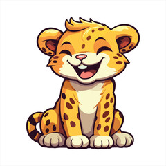 Leopard Cute Funny Cartoon Kawaii Clipart Colorful Watercolor Animal Pet Sticker Illustration