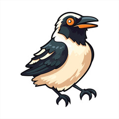 Magpie Cute Funny Cartoon Kawaii Clipart Colorful Watercolor Animal Pet Sticker Illustration