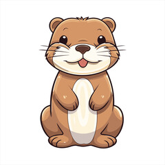 Otter Cute Funny Cartoon Kawaii Clipart Colorful Watercolor Animal Pet Sticker Illustration