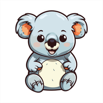 koala Cute Funny Cartoon Kawaii Clipart Colorful Watercolor Animal Pet Sticker Illustration