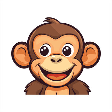 Monkey Cute Funny Cartoon Kawaii Clipart Colorful Watercolor Animal Pet Sticker Illustration