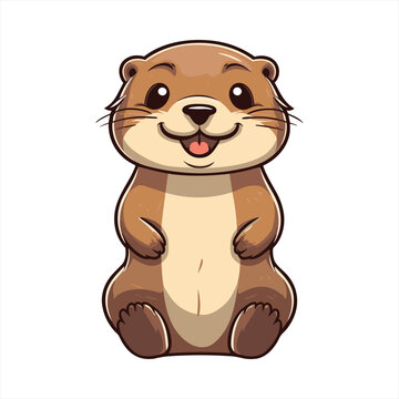 cute cartoon otter smiling clip art preview