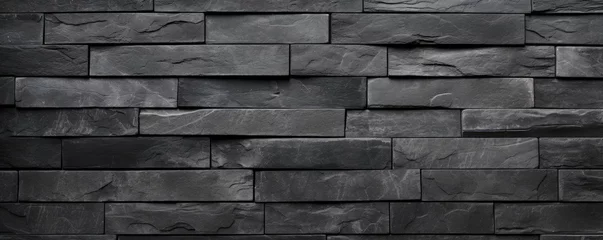Fotobehang Dark grey bricks texture background for website page header © Dalibor