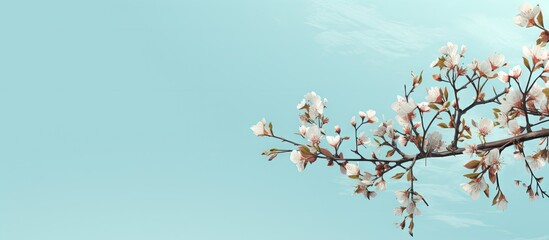 Vintage branch against isolated pastel background Copy space