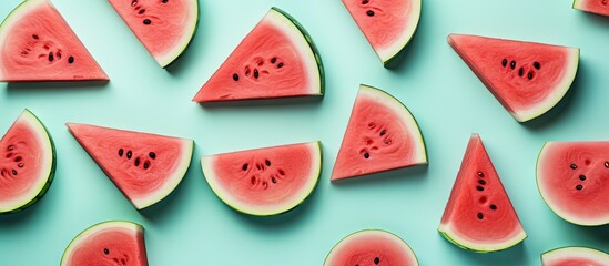 Watermelon fruits concept with isolated pastel background Copy space