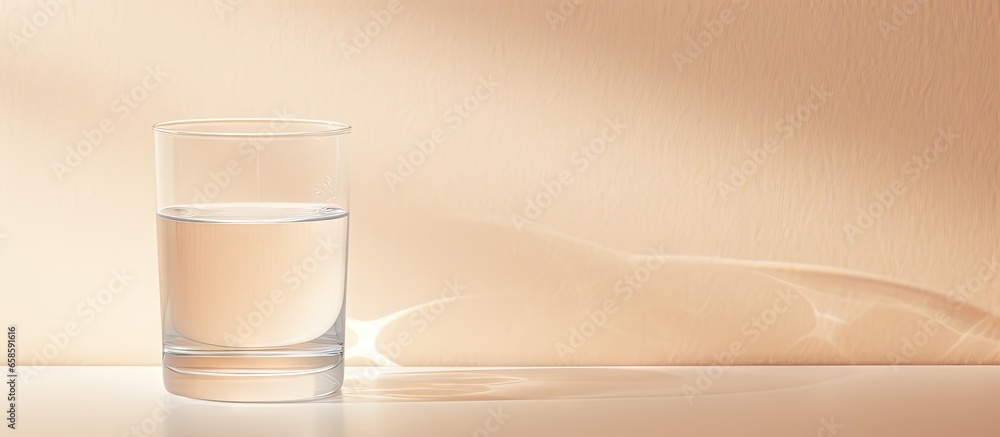 Poster Water droplets on a isolated pastel background Copy space illuminated by natural light create soft shadows