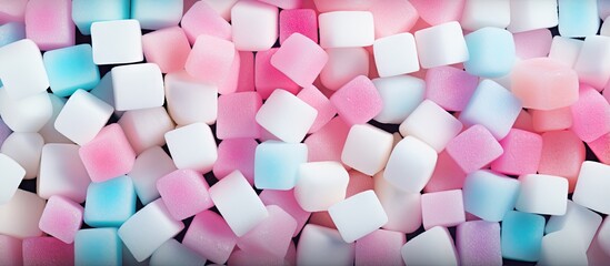 Various kinds of sweeteners isolated pastel background Copy space
