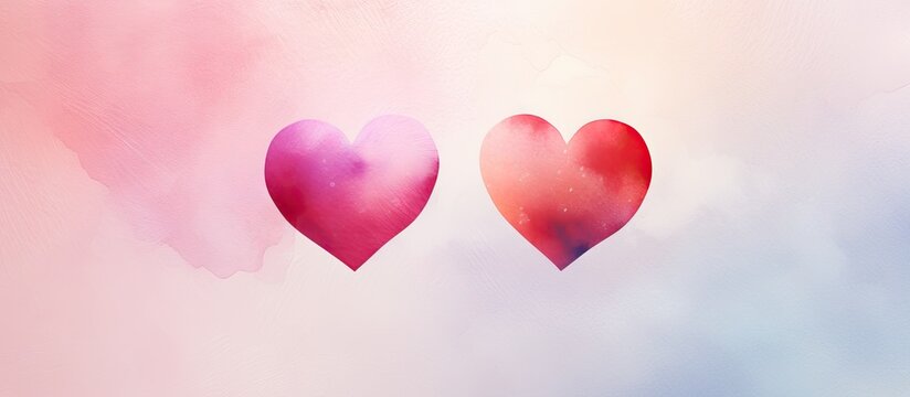 copy space image on isolated background with two hearts in watercolor