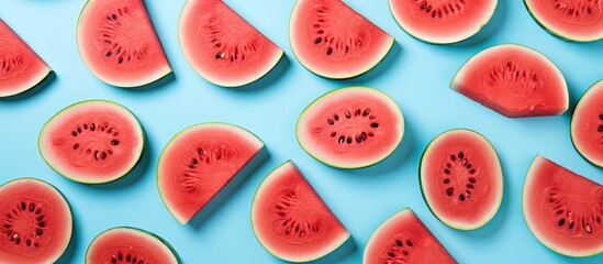 Watermelon fruits concept with isolated pastel background Copy space