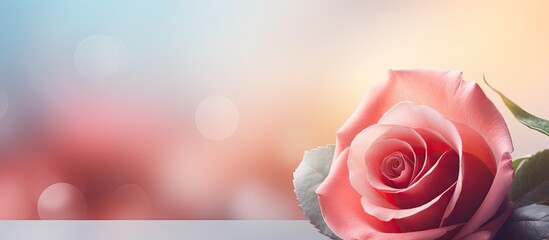 Valentines Day bouquet featuring roses against a isolated pastel background Copy space with a soft focus