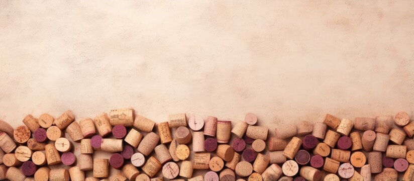 Wine corks on a isolated pastel background Copy space