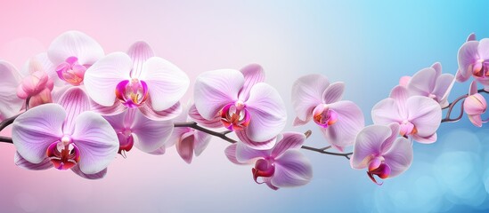 Fototapeta na wymiar Vibrant light on the orchid isolated pastel background Copy space