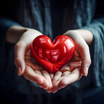 Manos de mujer sosteniendo un coraz&oacute;n. Concepto de vida, amor y protecci&oacute;n. Donaci&oacute;n.