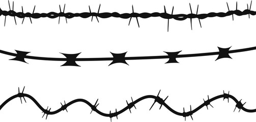 Barbed Wire Isolated on White. Wired Border of Prison or War Zone.