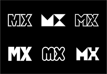 Set of letter MX logos. Abstract logos collection with letters. Geometrical abstract logos