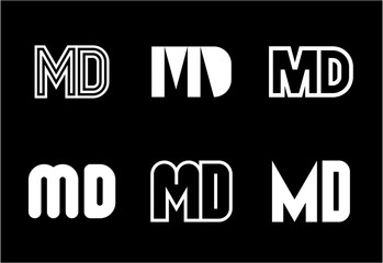 Set of letter MD logos. Abstract logos collection with letters. Geometrical abstract logos