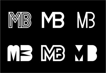 Set of letter MB logos. Abstract logos collection with letters. Geometrical abstract logos