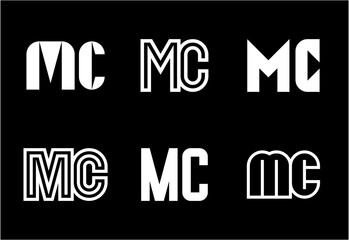 Set of letter MC logos. Abstract logos collection with letters. Geometrical abstract logos