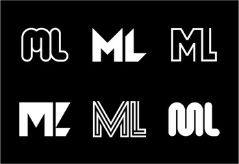 Set of letter ML logos. Abstract logos collection with letters. Geometrical abstract logos