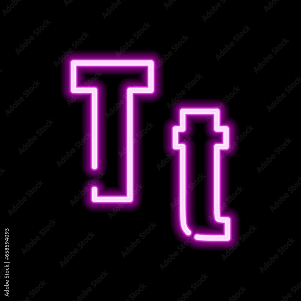 Canvas Prints Neon letter T on dark background, vector illustration