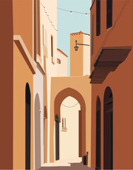 Minimal vector art of an old city in illustrator