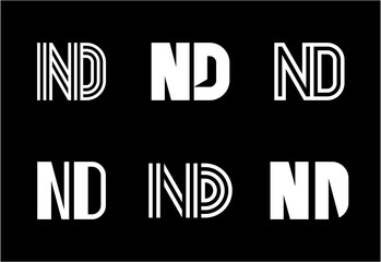Set of letter ND logos. Abstract logos collection with letters. Geometrical abstract logos