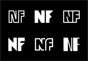Set of letter NF logos. Abstract logos collection with letters. Geometrical abstract logos
