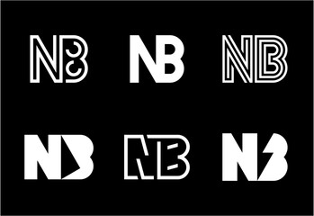 Set of letter NB logos. Abstract logos collection with letters. Geometrical abstract logos