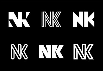 Set of letter NK logos. Abstract logos collection with letters. Geometrical abstract logos