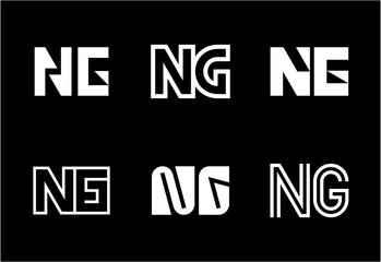 Set of letter NG logos. Abstract logos collection with letters. Geometrical abstract logos