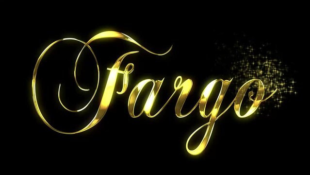Gold metallic text revealed by disappearing and flickering stars for FARGO