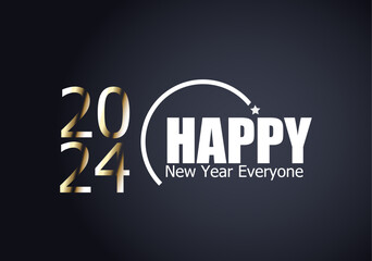 2024 happy new year light banner design. New year Vector art and illustration background