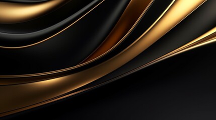 3D abstract wallpaper. Three-dimensional dark golden and black background. golden wallpaper. Black...