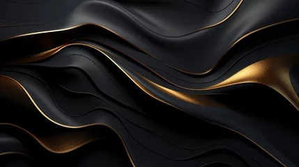 Fotobehang 3D abstract wallpaper. Three-dimensional dark golden and black background. golden wallpaper. Black and gold background © kashif 2158