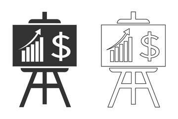 High cost icon. Dollar rate increase graph vector ilustration.