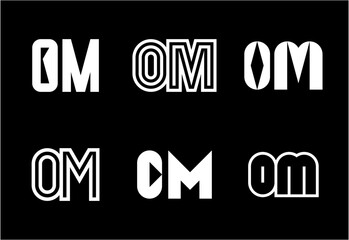 Set of letter OM logos. Abstract logos collection with letters. Geometrical abstract logos